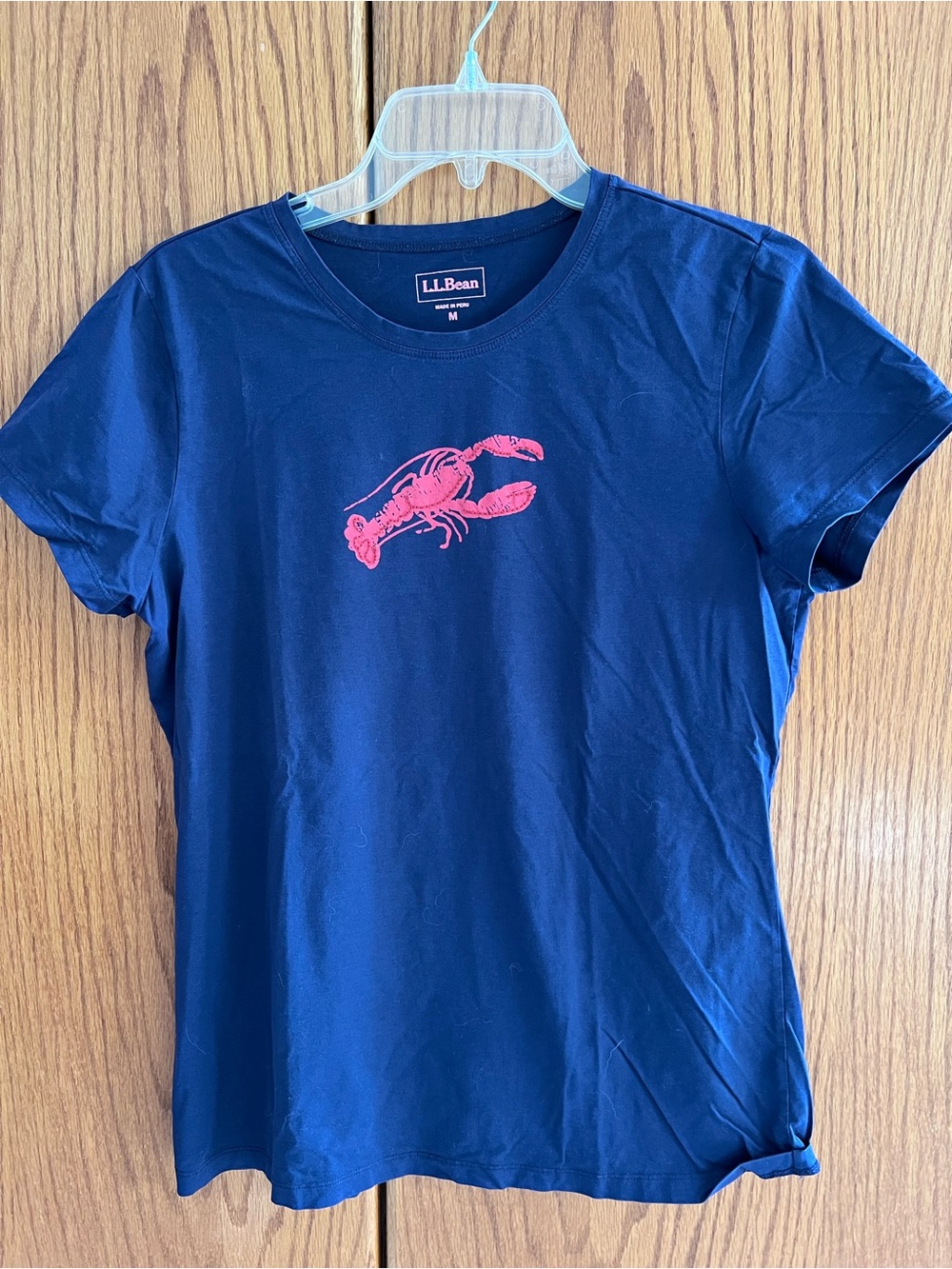 L.L.Bean Navy T‑Shirt with Pink Lobster Motif